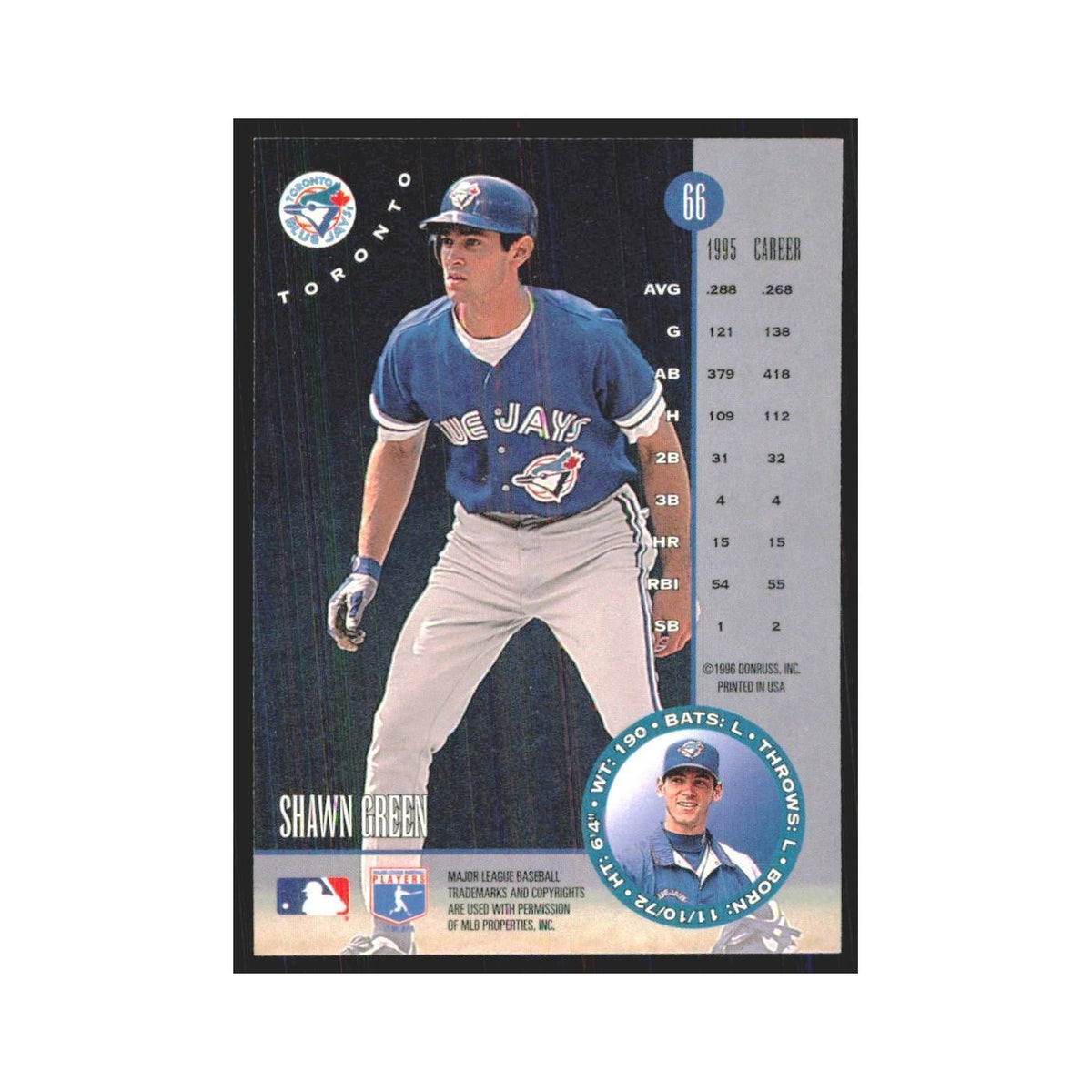 1996 Leaf Shawn Green Blue Jays #66
