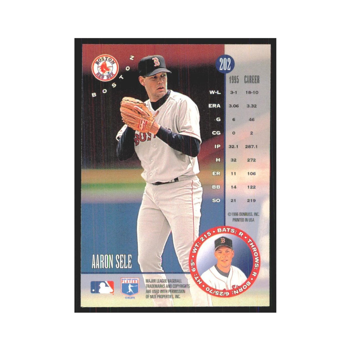 1996 Leaf Aaron Sele Red Sox #202