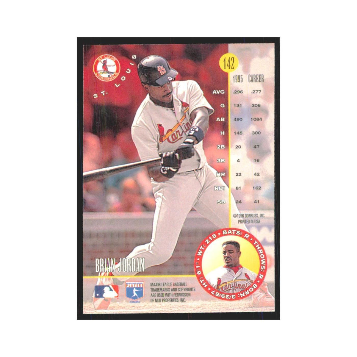 1996 Leaf Brian Jordan Cardinals #142