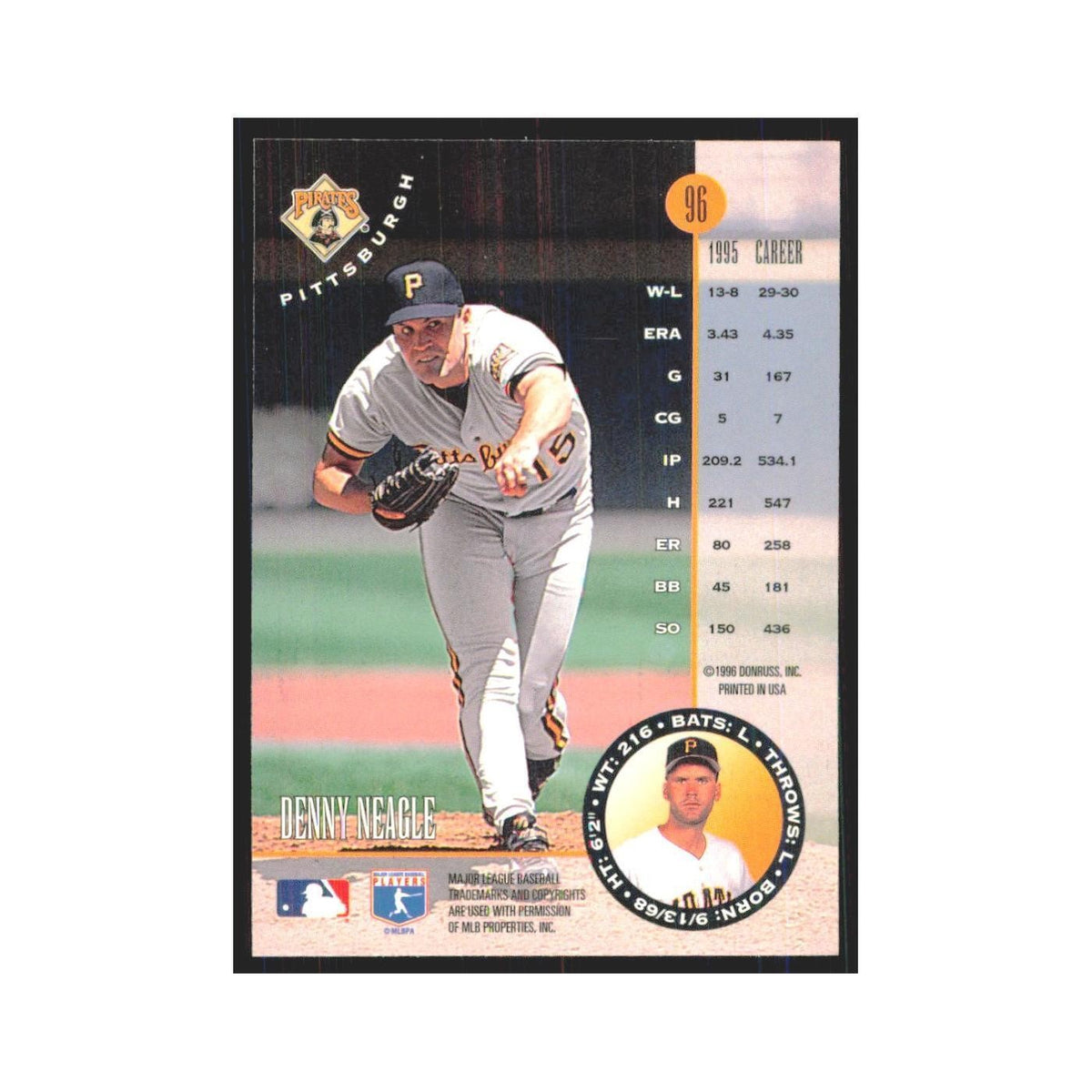 1996 Leaf Denny Neagle Pirates #96