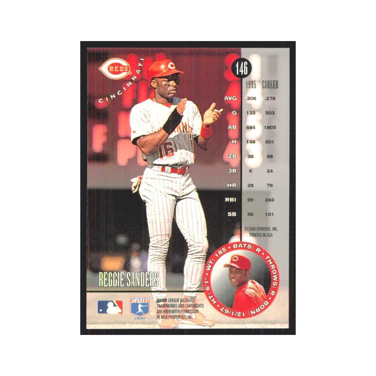 1996 Leaf Reggie Sanders Reds #146