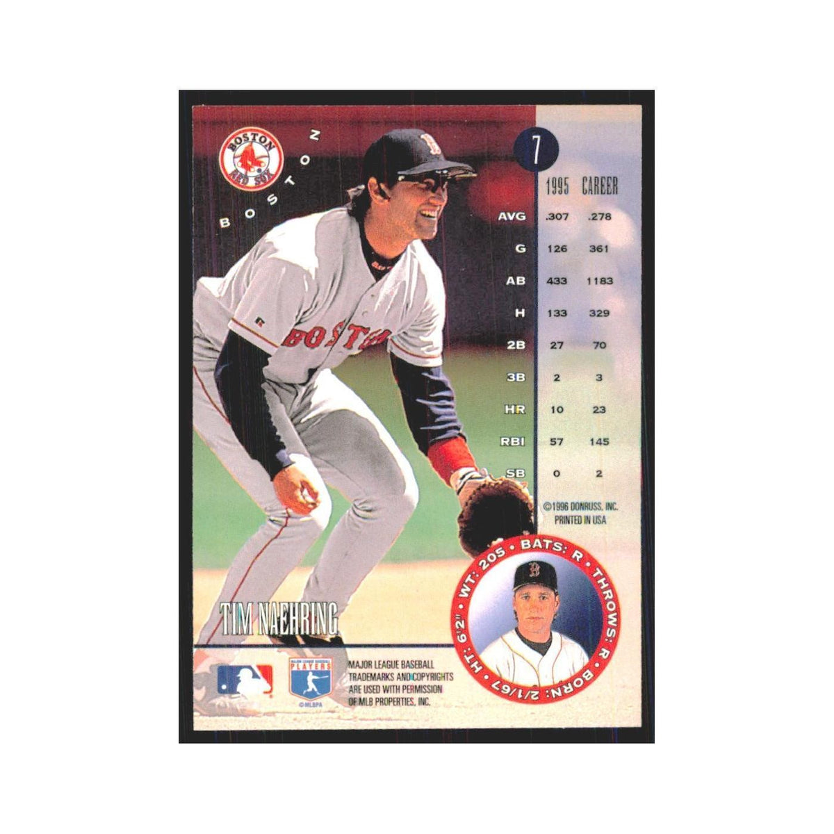1996 Leaf Tim Naehring Red Sox #7