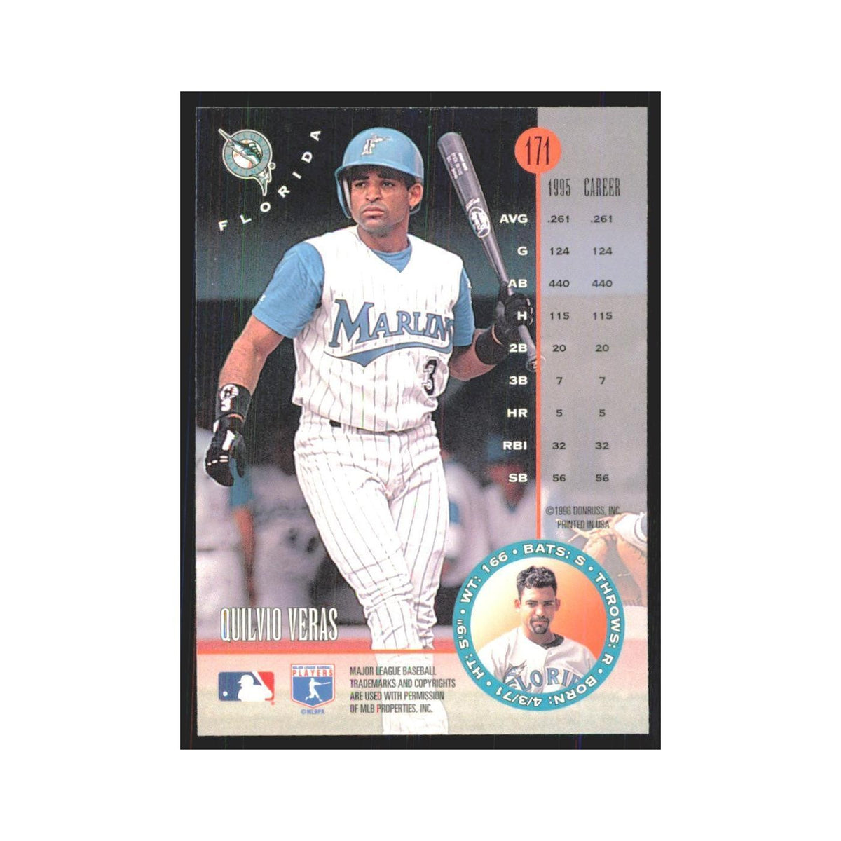 1996 Leaf Quilvio Veras Florida Marlins #171