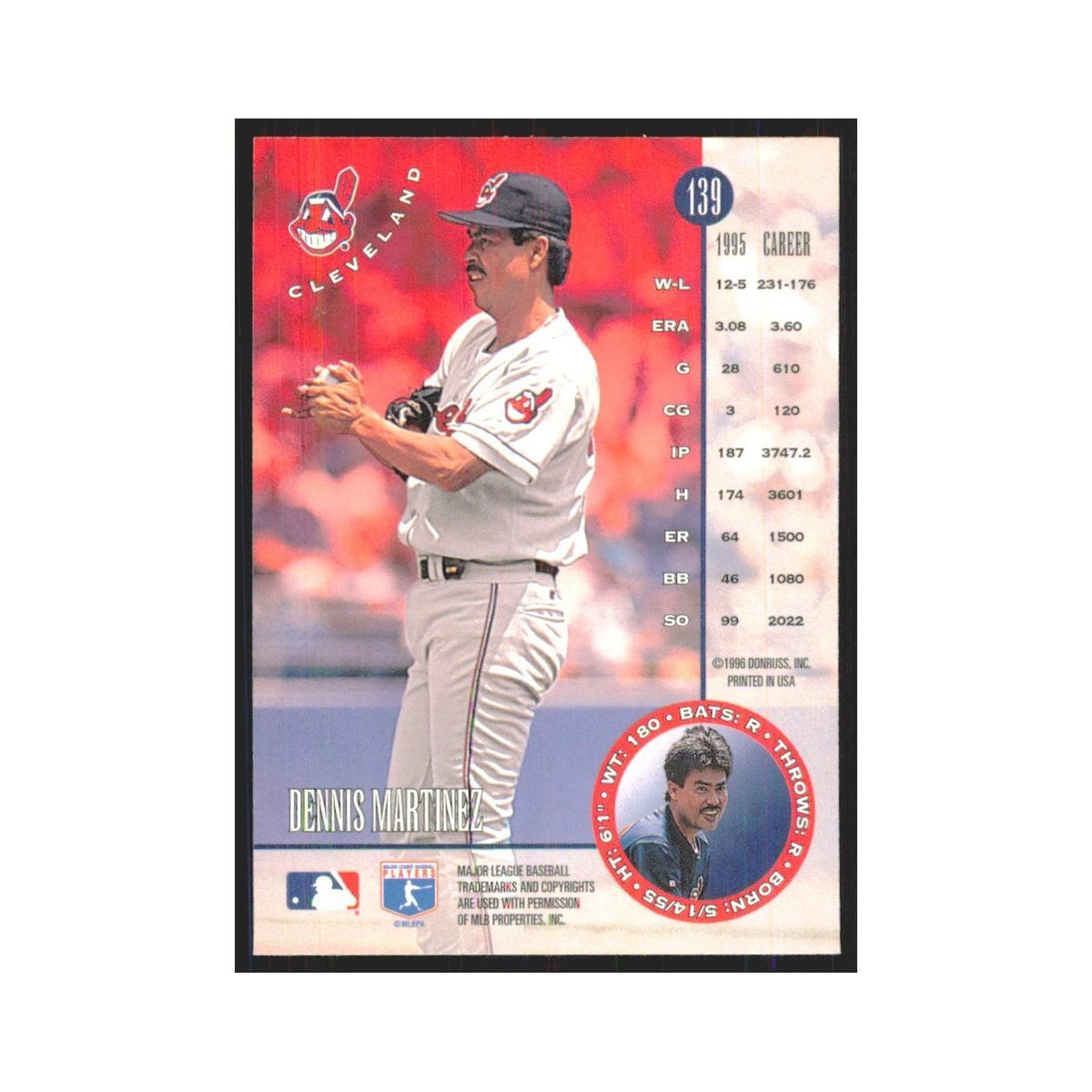 1996 Leaf Dennis Martinez Indians #139