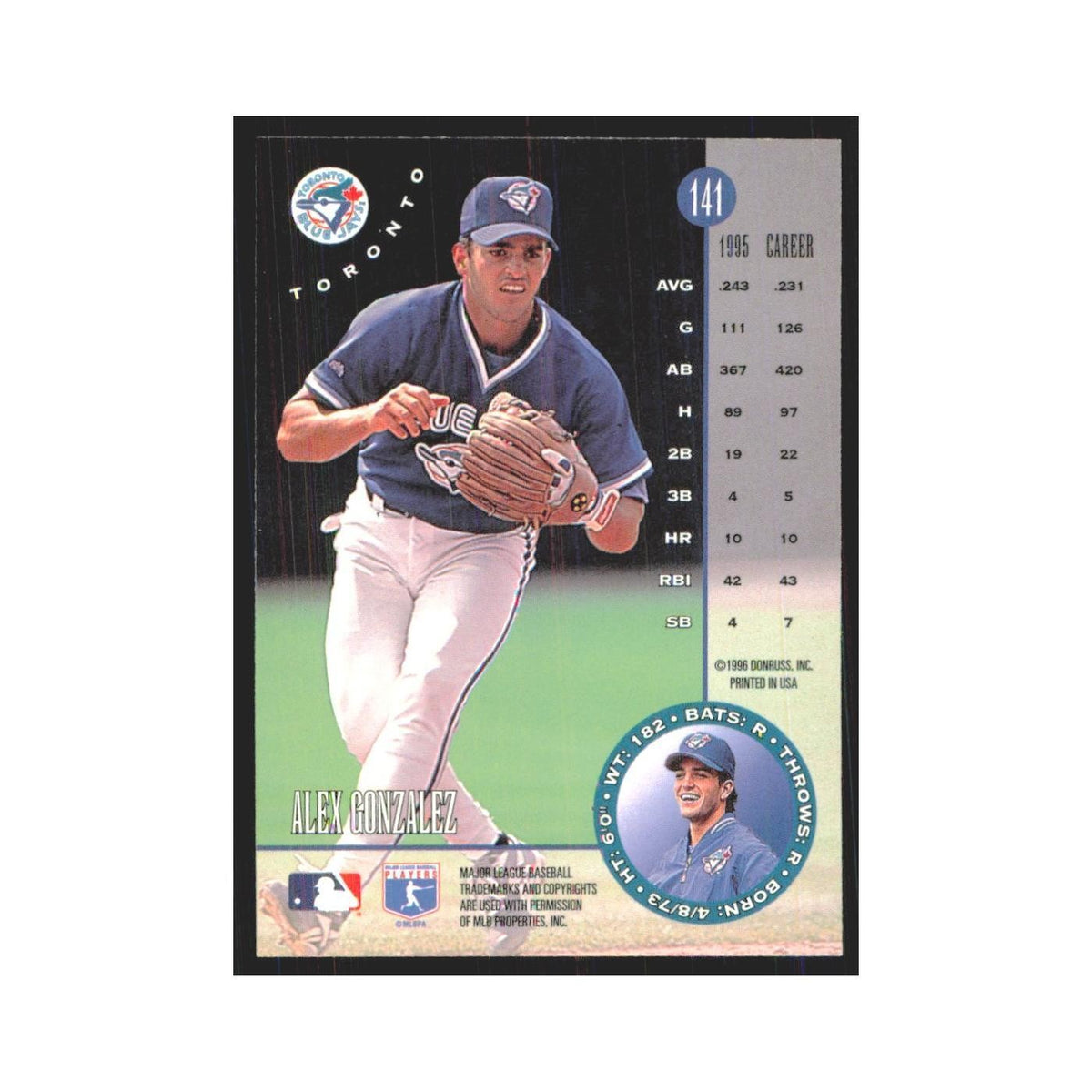 1996 Leaf Alex Gonzalez Blue Jays #141