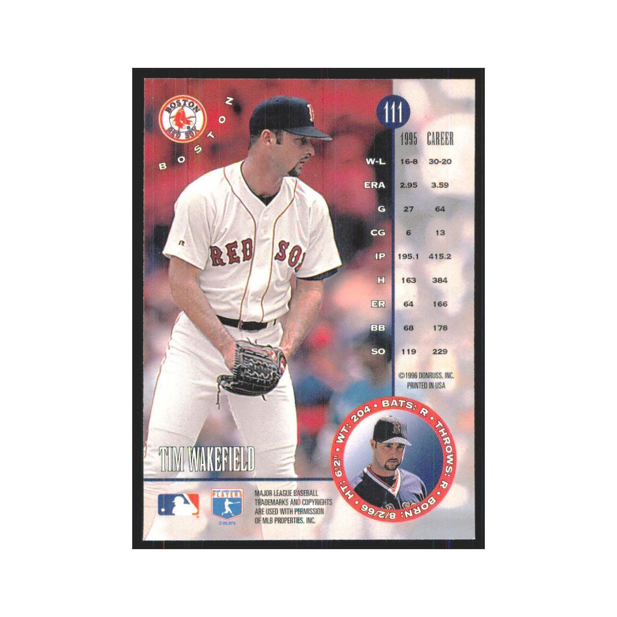 1996 Leaf Tim Wakefield Red Sox #111