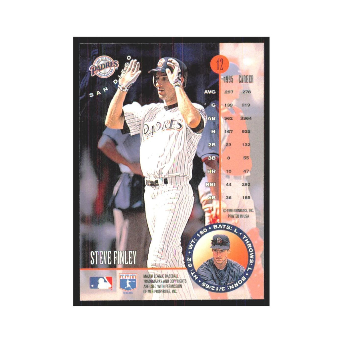 1996 Leaf Steve Finley Padres #12