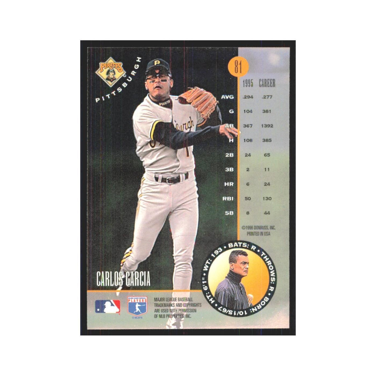 1996 Leaf Carlos Garcia Pirates #81