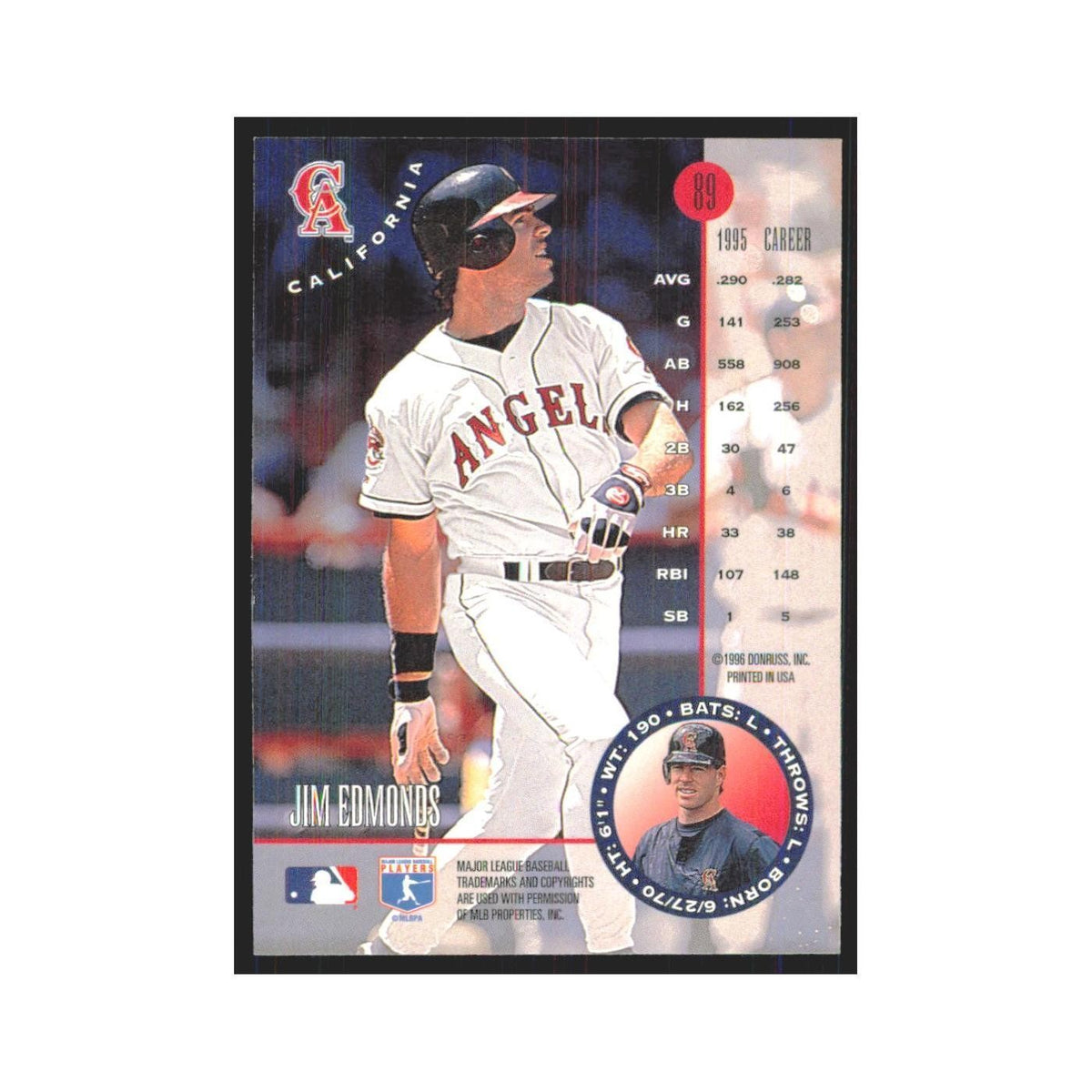 1996 Leaf Jim Edmonds Angels #89