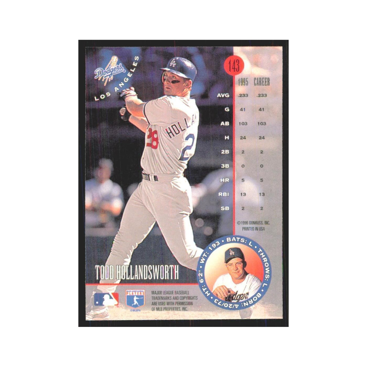1996 Leaf Todd Hollandsworth Dodgers #143