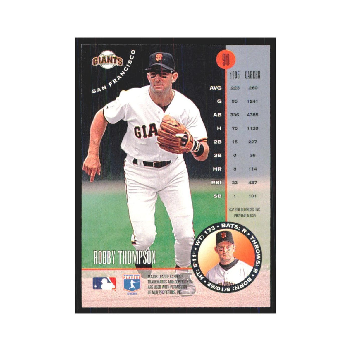 1996 Leaf Robby Thompson Giants #90