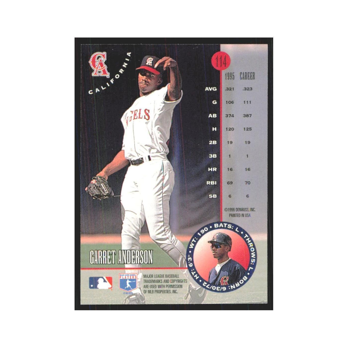 1996 Leaf Garret Anderson Angels #114
