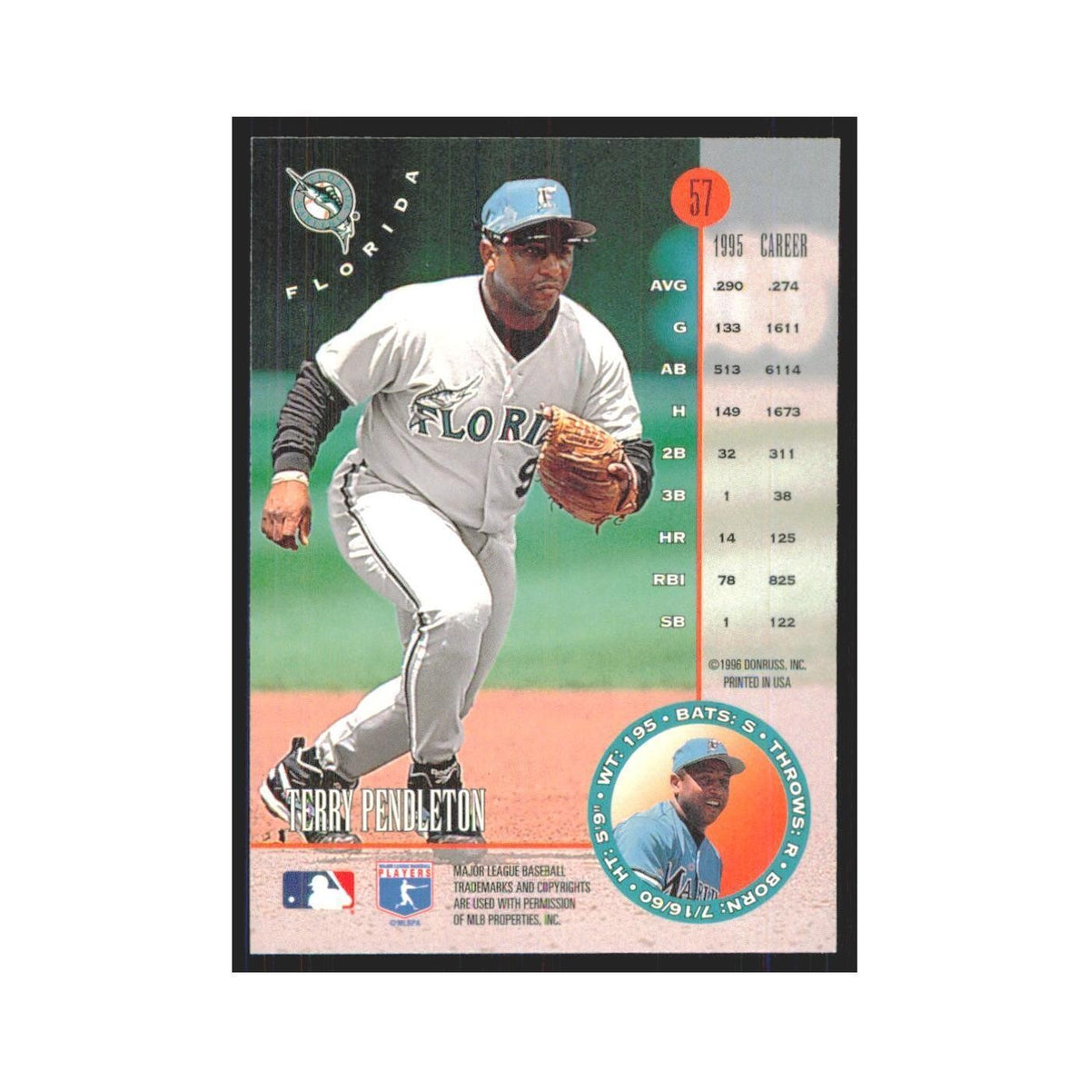 1996 Leaf Terry Pendleton Florida Marlins #57