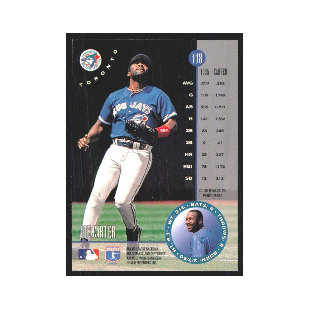 1996 Leaf Joe Carter Blue Jays #118