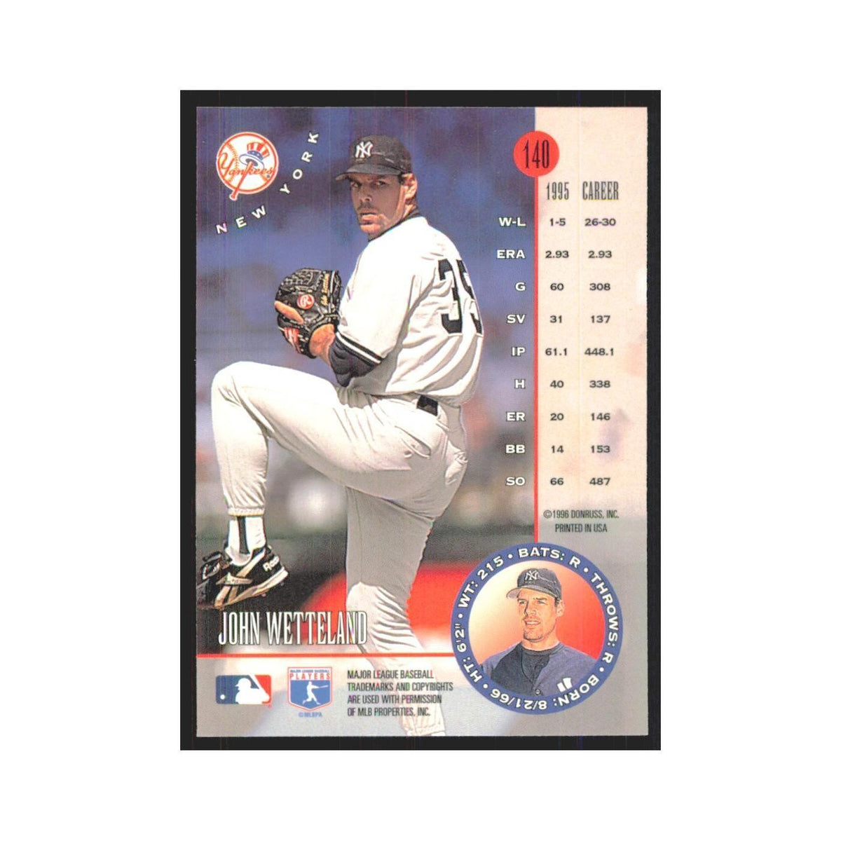 1996 Leaf John Wetteland Yankees #140