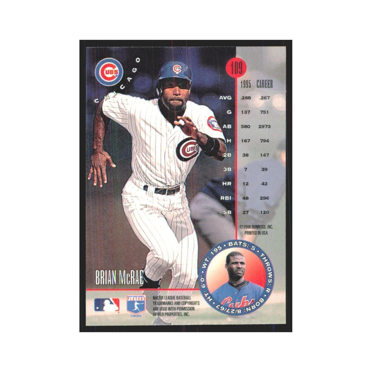 1996 Leaf Brian McRae Cubs #109