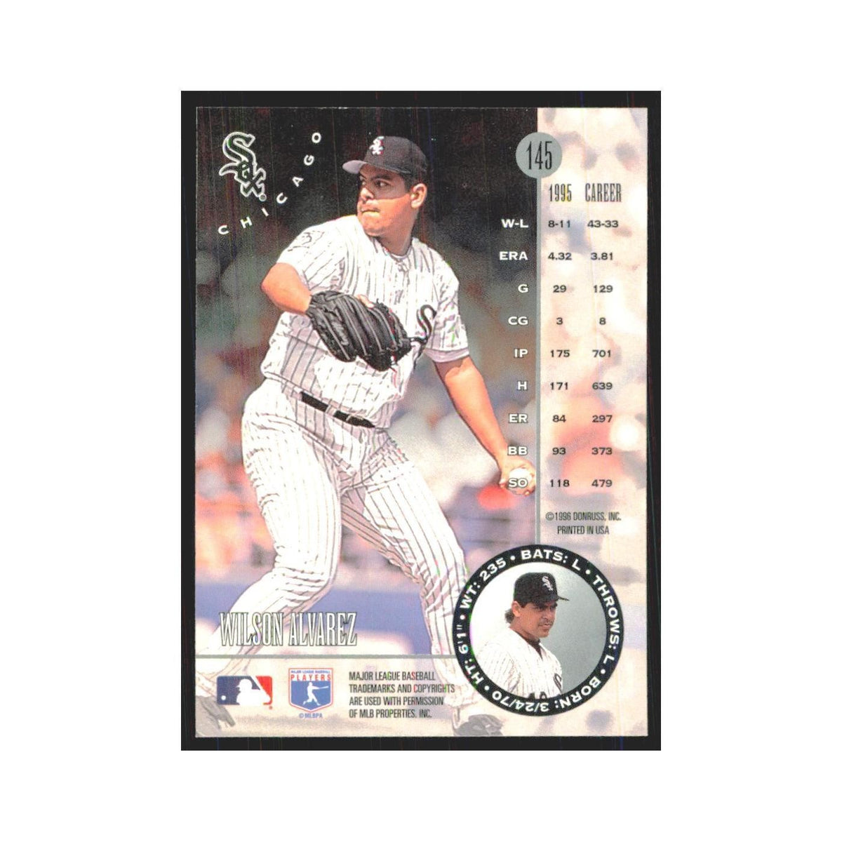 1996 Leaf Wilson Alvarez White Sox #145