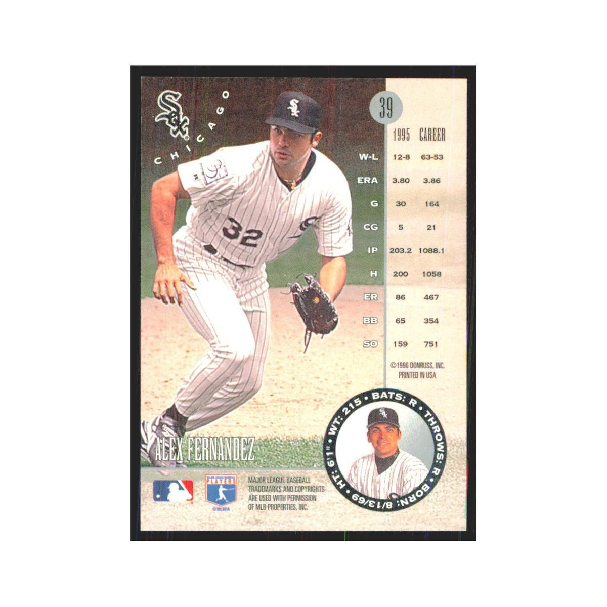 1996 Leaf Alex Fernandez White Sox #39