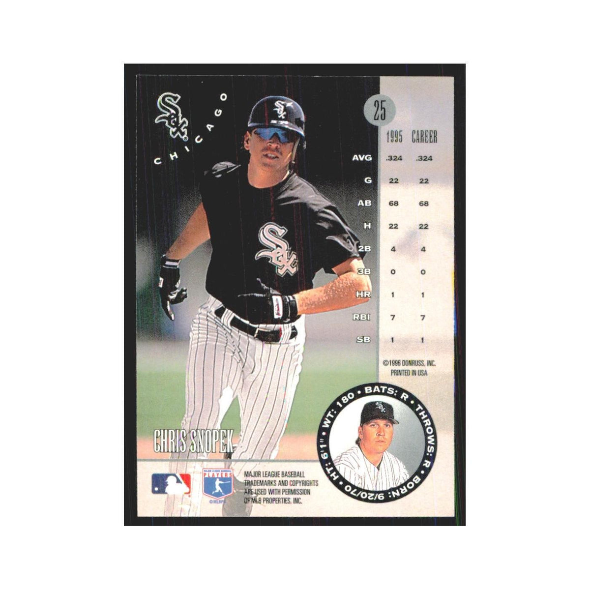 1996 Leaf Chris Snopek White Sox #25
