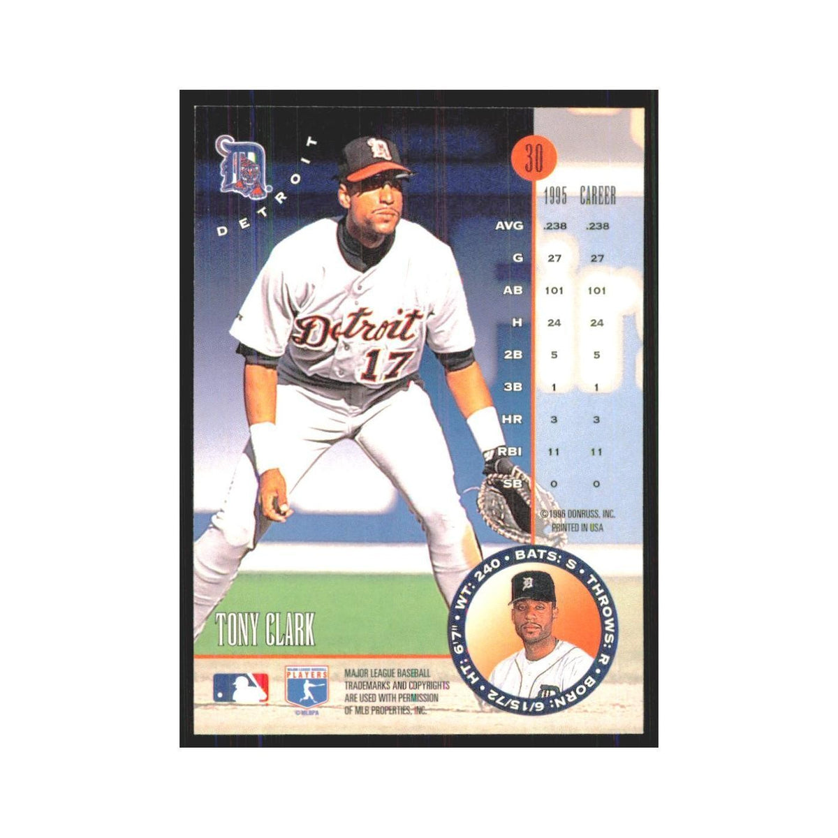 1996 Leaf Tony Clark Tigers #30