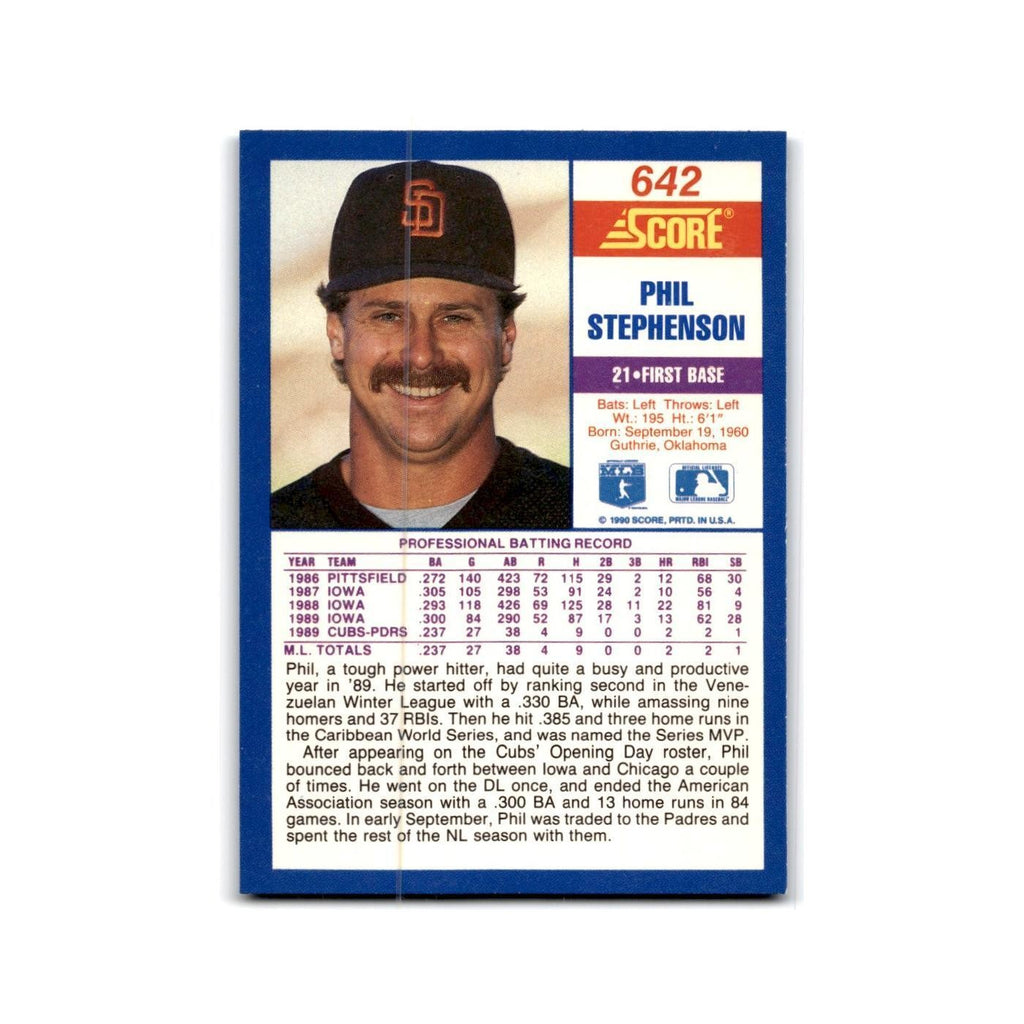 1990 Score Phil Stephenson RC Padres #642