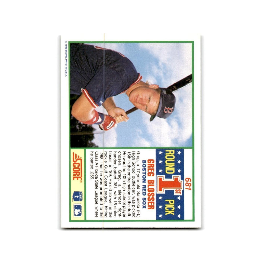 1990 Score Greg Blosser RC Red Sox #681