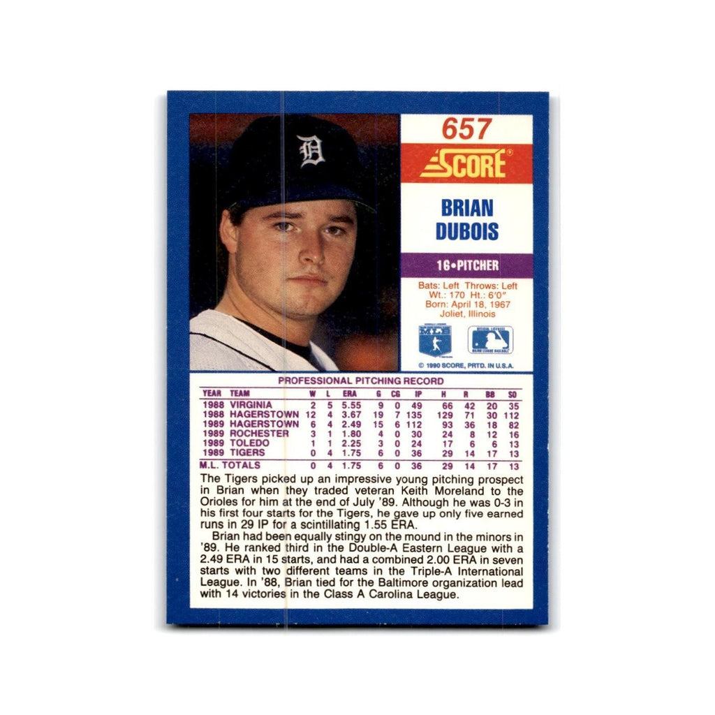 1990 Score Brian DuBois RC Tigers #657