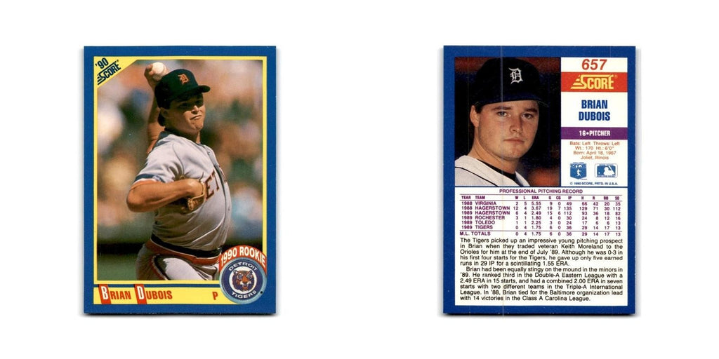 1990 Score Brian DuBois RC Tigers #657