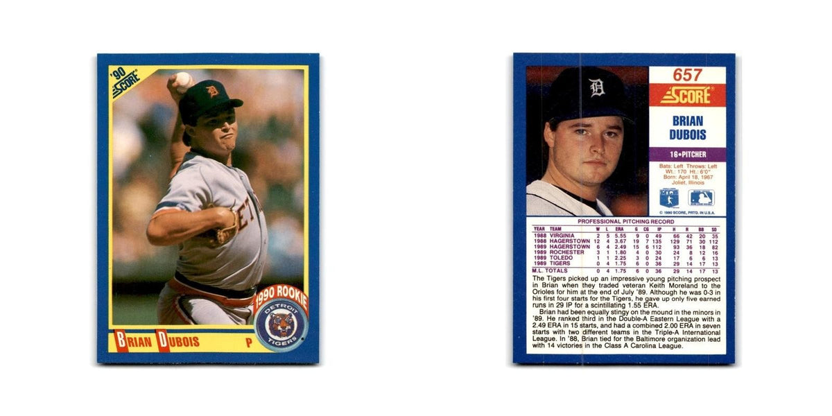 1990 Score Brian DuBois RC Tigers #657