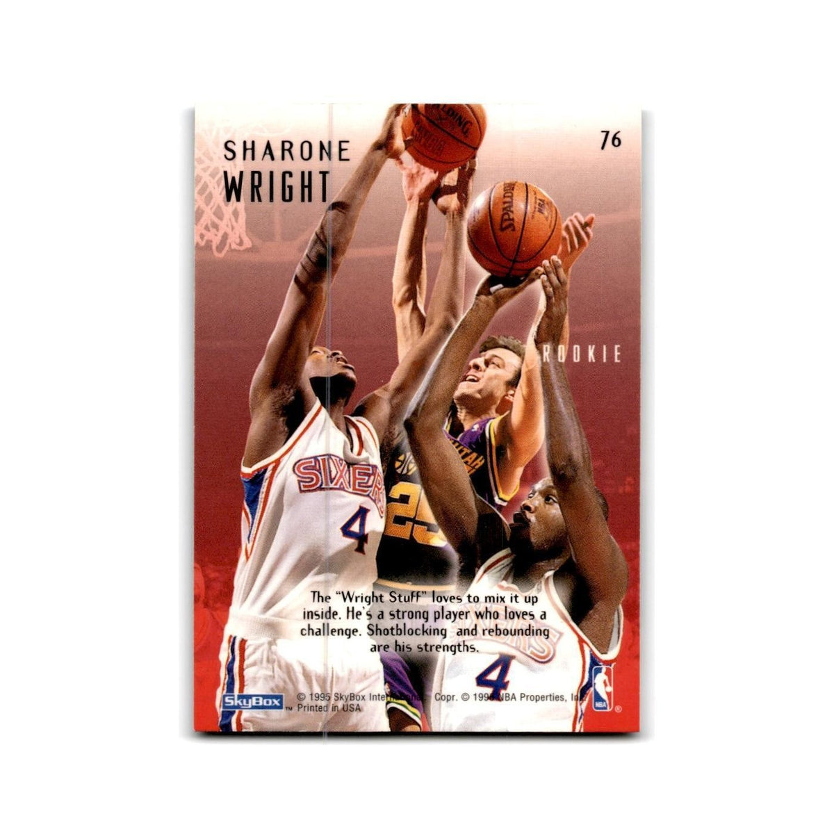 1994 SkyBox E-Motion Sharone Wright RC 76ers #76