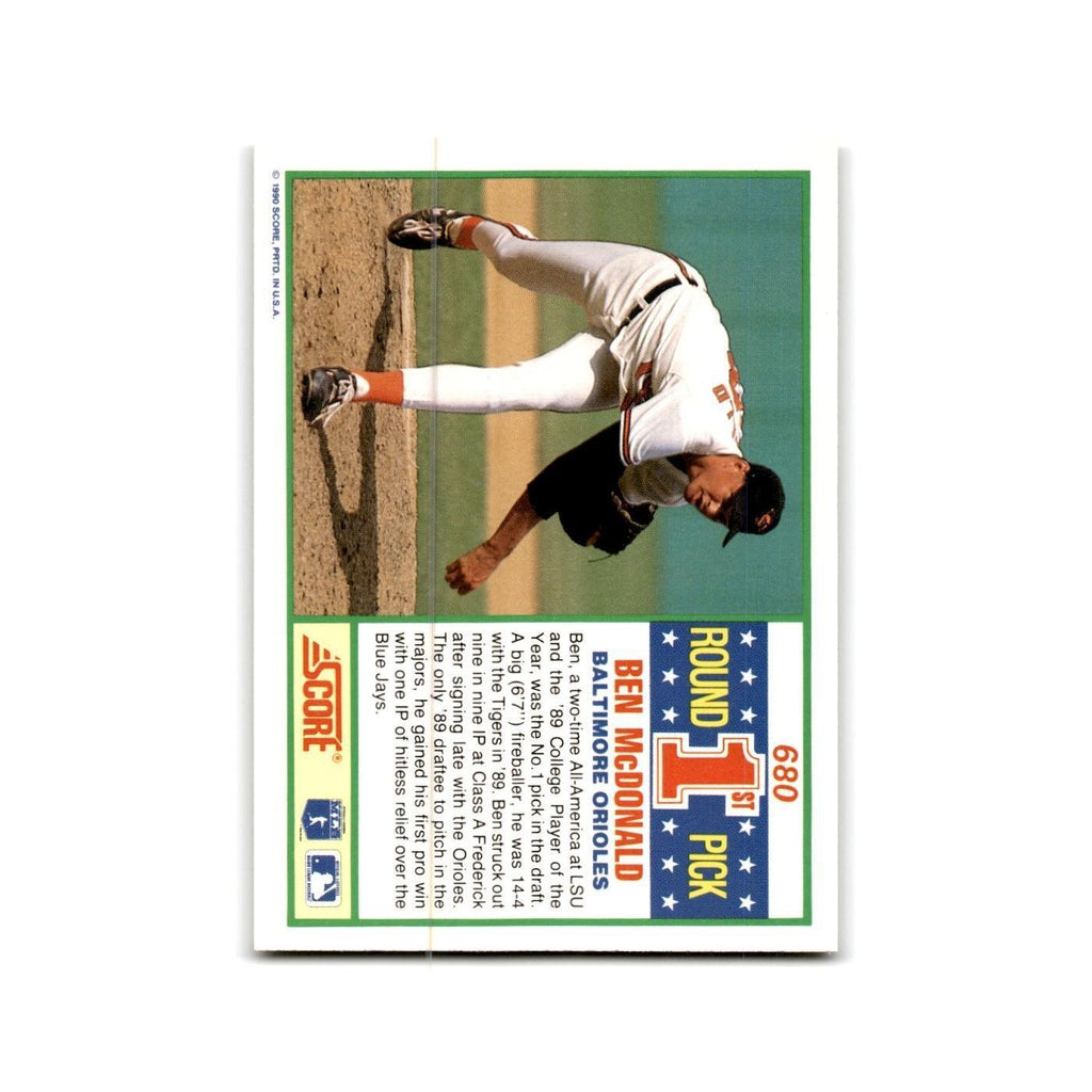 1990 Score Ben McDonald RC Orioles #680
