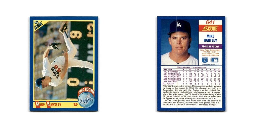 1990 Score Mike Hartley RC Dodgers #641