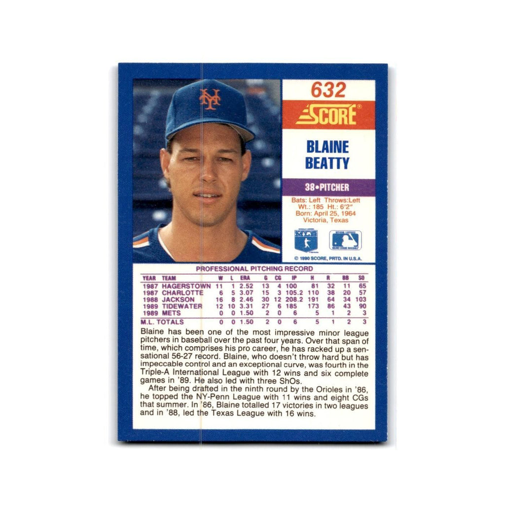1990 Score Blaine Beatty RC Mets #632