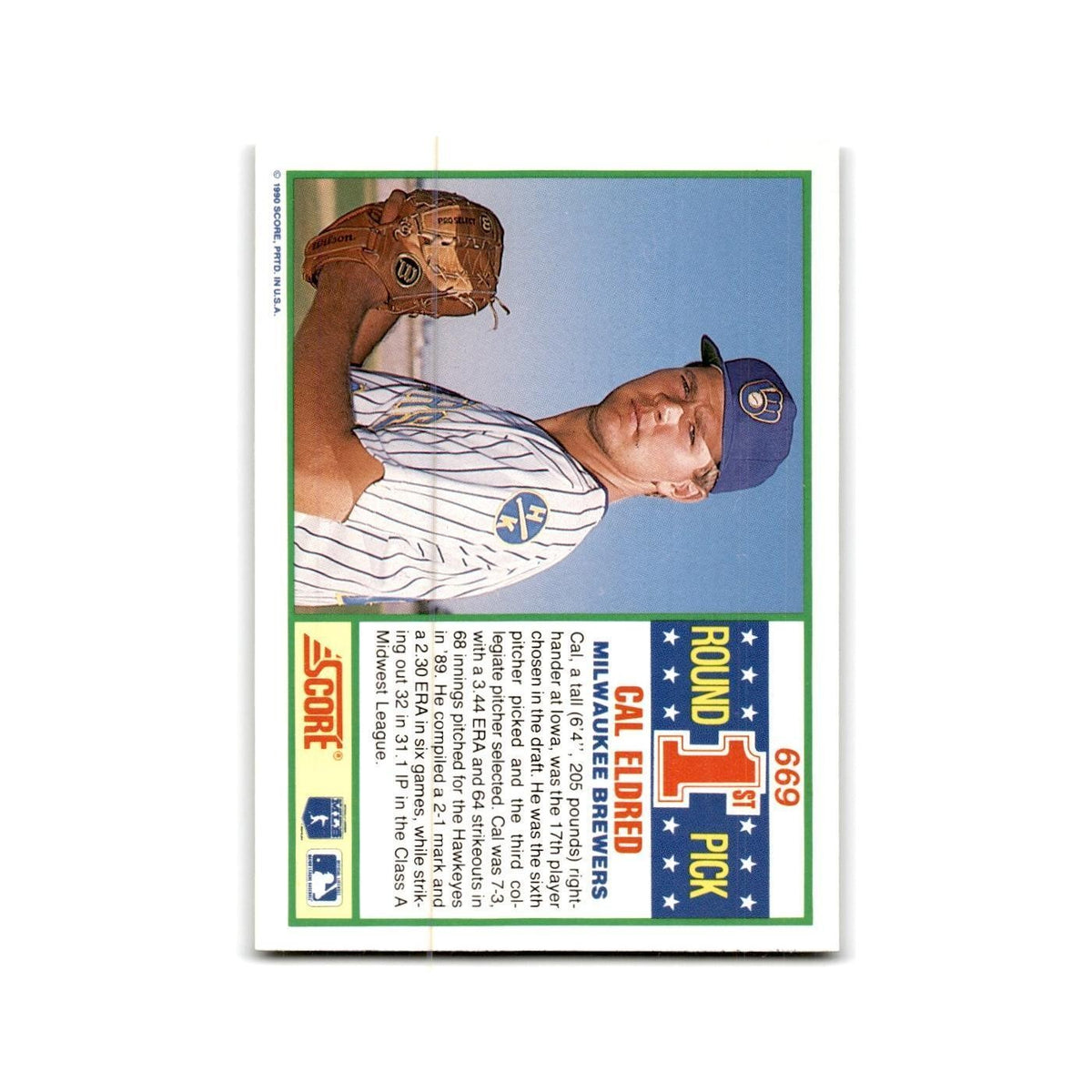 1990 Score Cal Eldred RC Brewers #669
