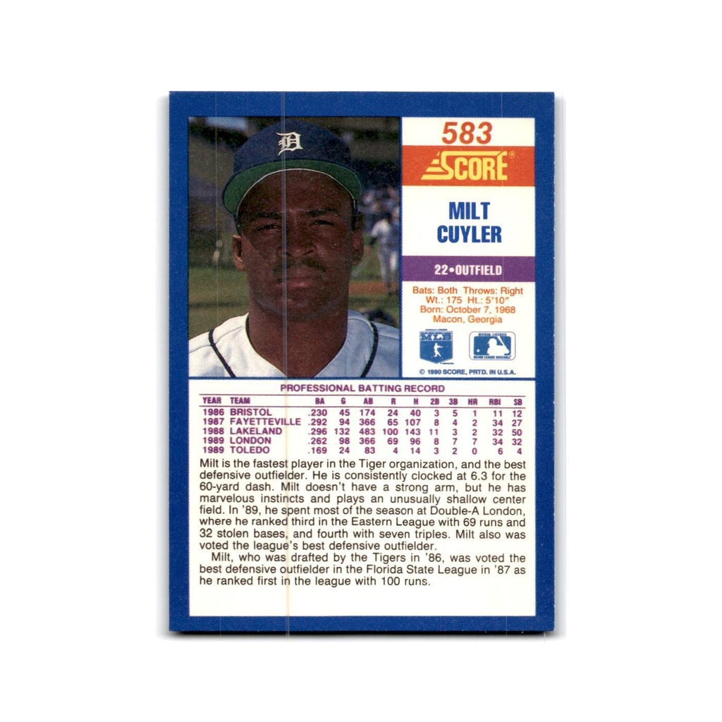 1990 Score Milt Cuyler RC Tigers #583