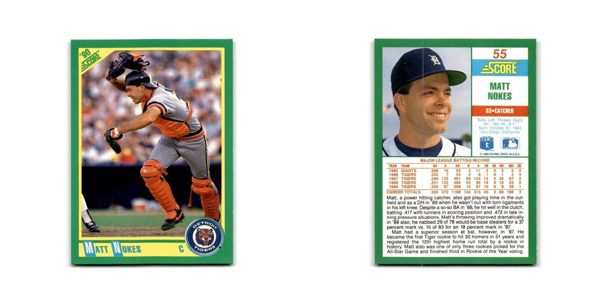 1990 Score Matt Nokes Tigers #55