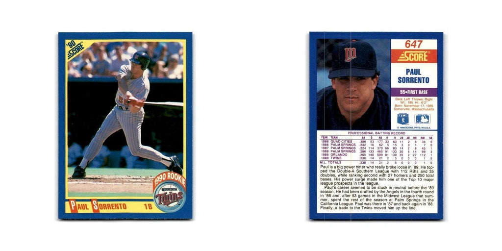 1990 Score Paul Sorrento RC Twins #647