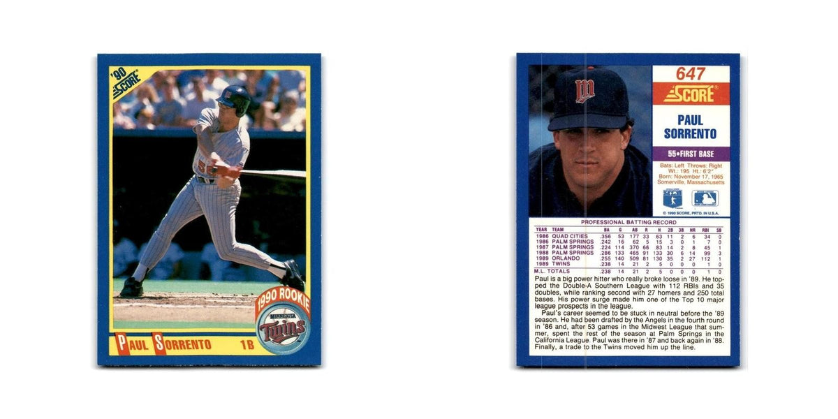1990 Score Paul Sorrento RC Twins #647