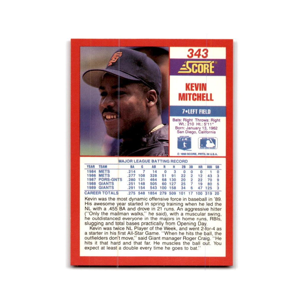 1990 Score Kevin Mitchell Giants #343