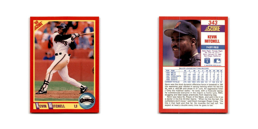 1990 Score Kevin Mitchell Giants #343