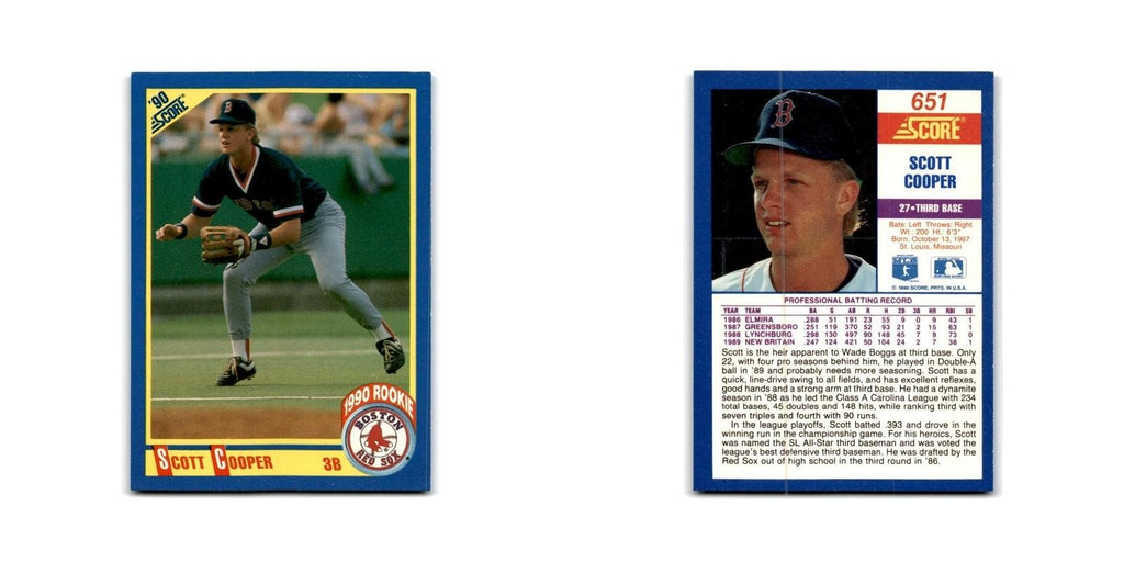 1990 Score Scott Cooper RC Red Sox #651