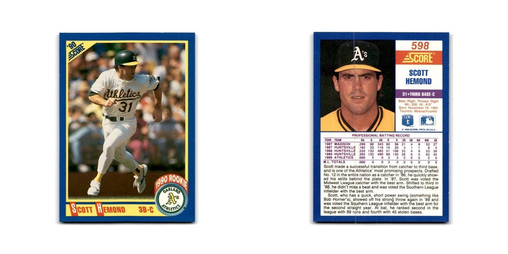1990 Score Scott Hemond RC Athletics #598