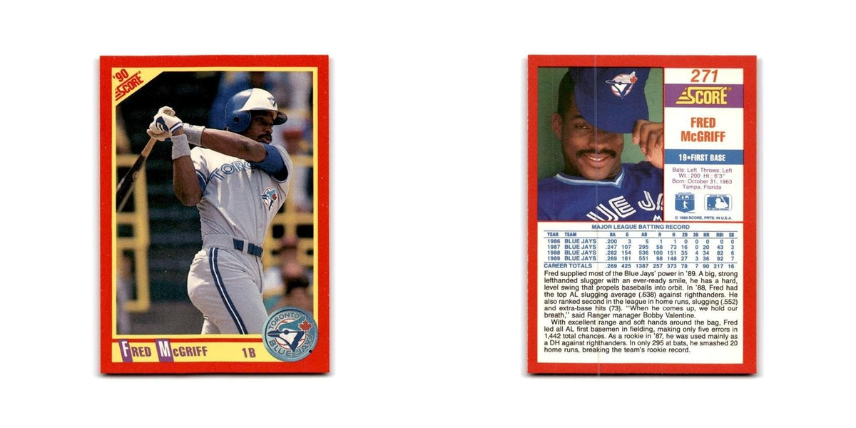 1990 Score Fred McGriff Blue Jays #271
