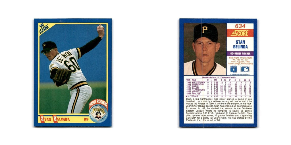 1990 Score Stan Belinda RC Pirates #634