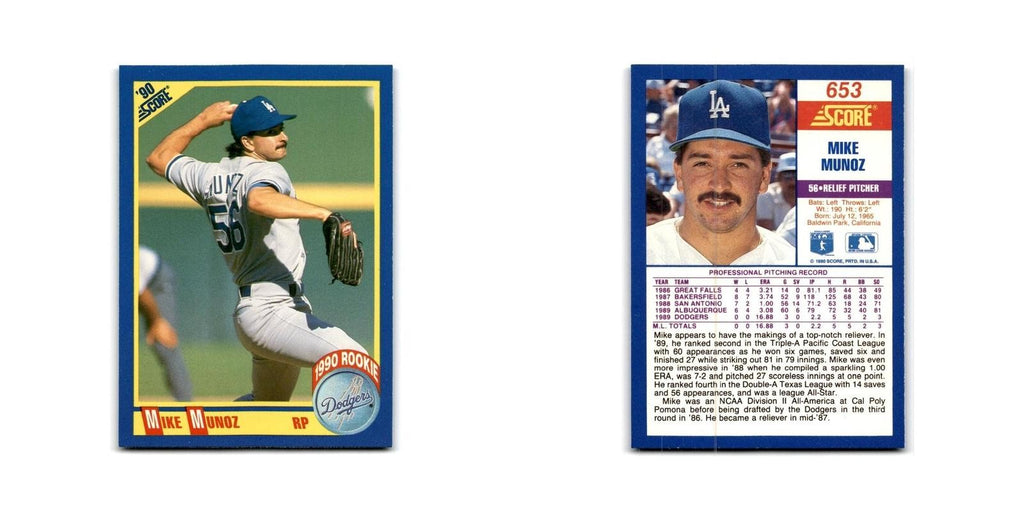1990 Score Mike Munoz RC Dodgers #653