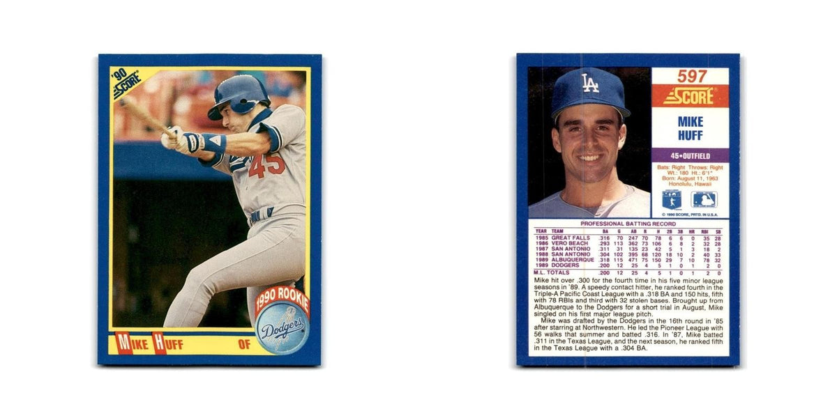 1990 Score Mike Huff RC Dodgers #597