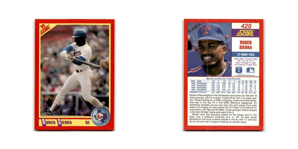 1990 Score Ruben Sierra Rangers #420
