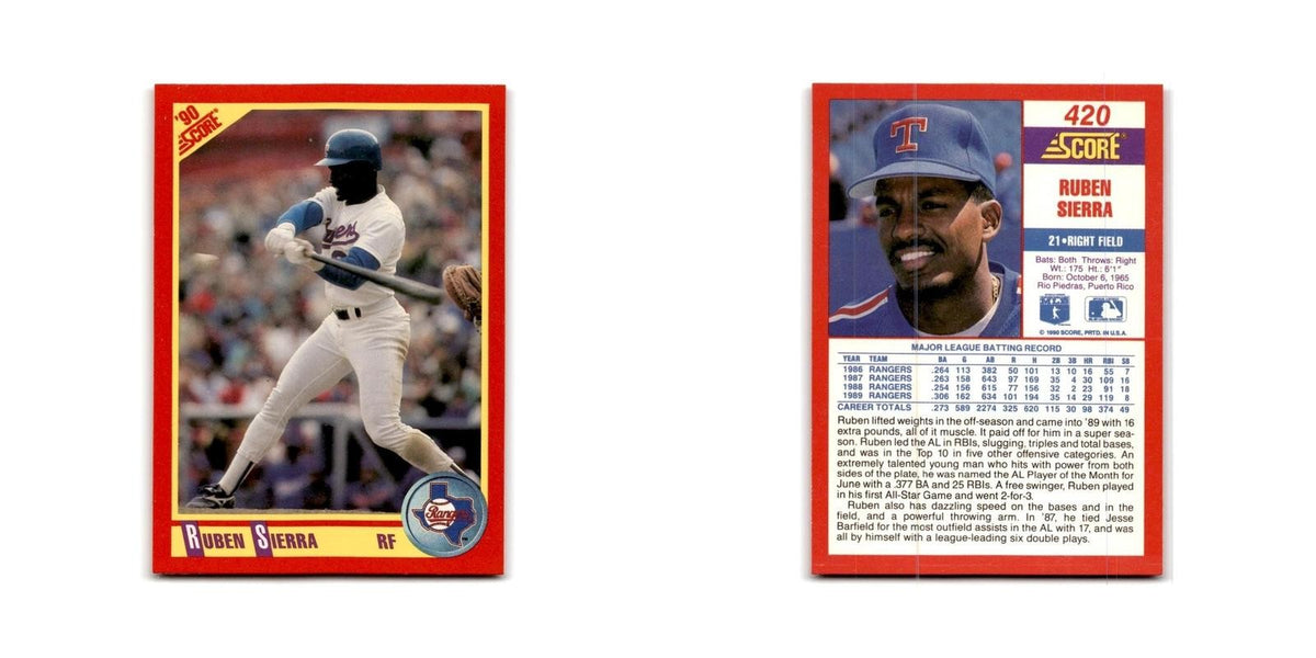 1990 Score Ruben Sierra Rangers #420