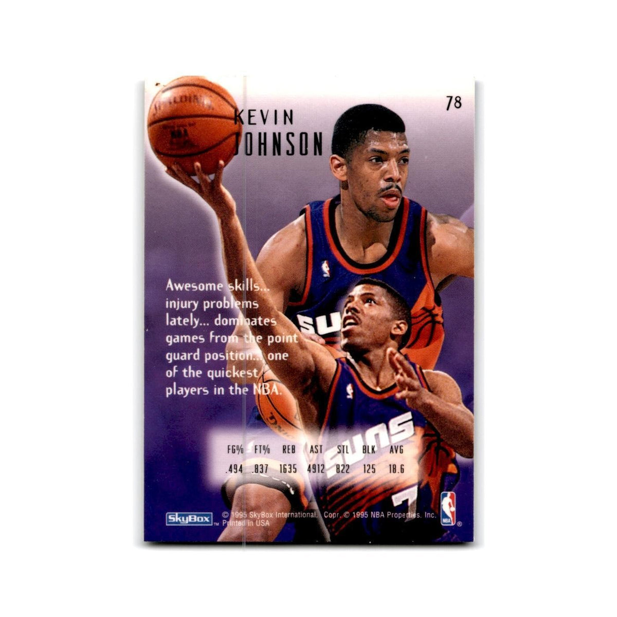 1994 SkyBox E-Motion Kevin Johnson Suns #78