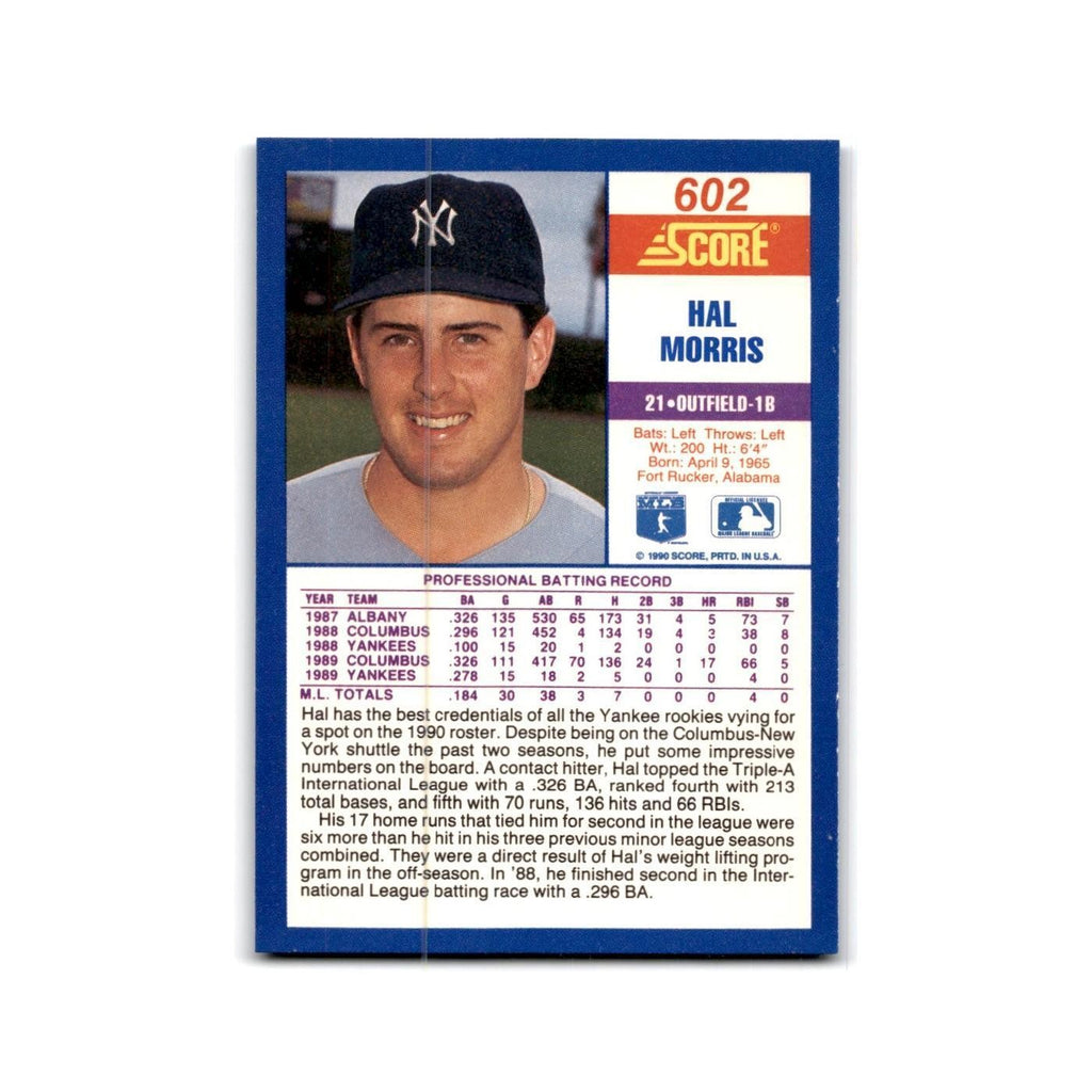1990 Score Hal Morris Yankees #602